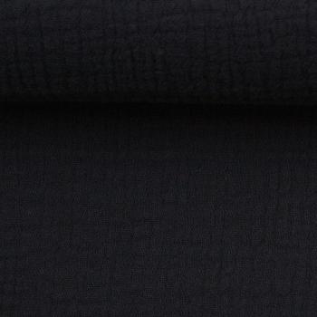 Preview: Musselin - Double Gauze -  Jenke Uni Schwarz by Swafing